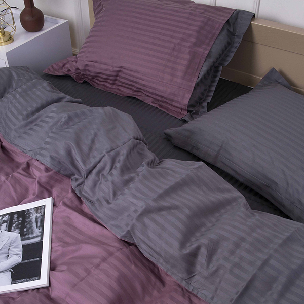 Фото - Комплект постільної білизни MirSon Satin Stripe 30-0008 +30-0011 Fenilla 143х210 см (2200005257661)