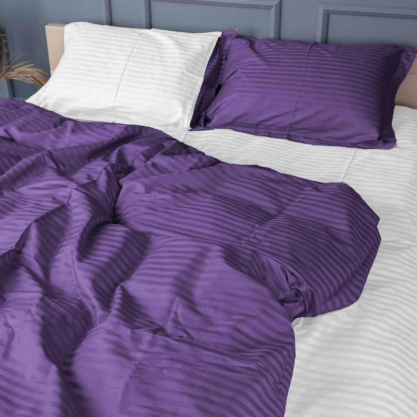 Комплект постільної білизни MirSon Satin Stripe 30-0009 +30-0001 Belinda 220х240 см King Size (2200005257883)