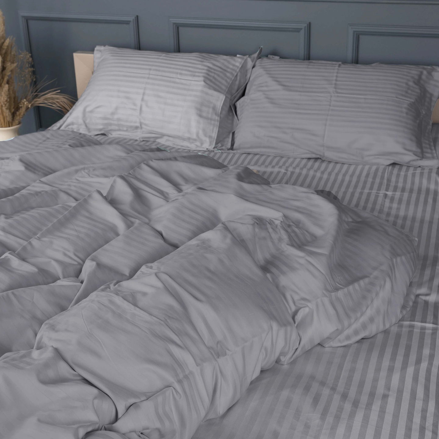 Комплект постільної білизни MirSon Satin Stripe 30-0010 +30-0001 Widad 220х240 см King Size (2200005258286)