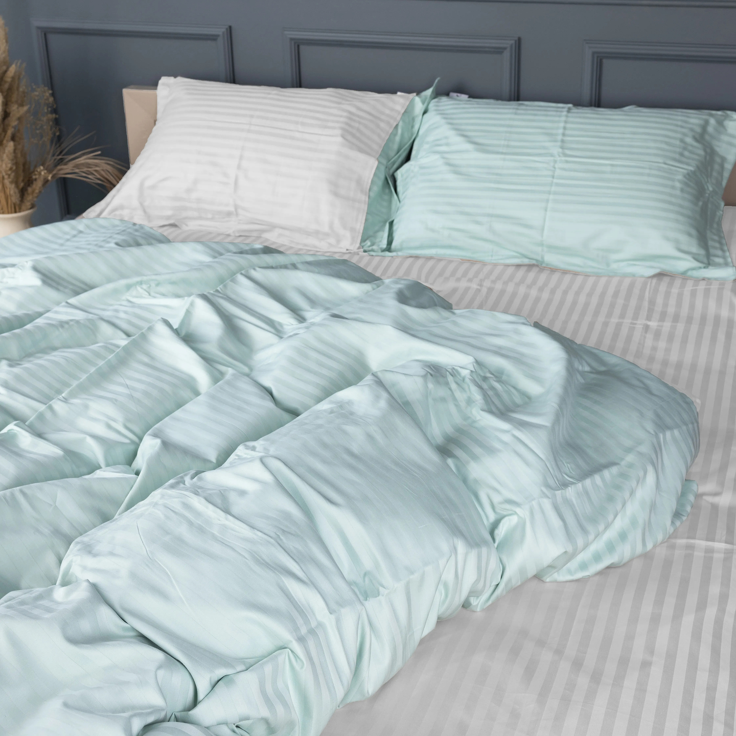 Комплект постельного белья MirSon Satin Stripe 30-0013 + 30-0001 Gilberta 143х210 см (2200005259115)