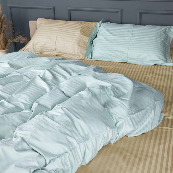 Фото - Комплект постільної білизни MirSon Satin Stripe 30-0013 +30-0002 Sensuous 143х210 см (2200005259269)