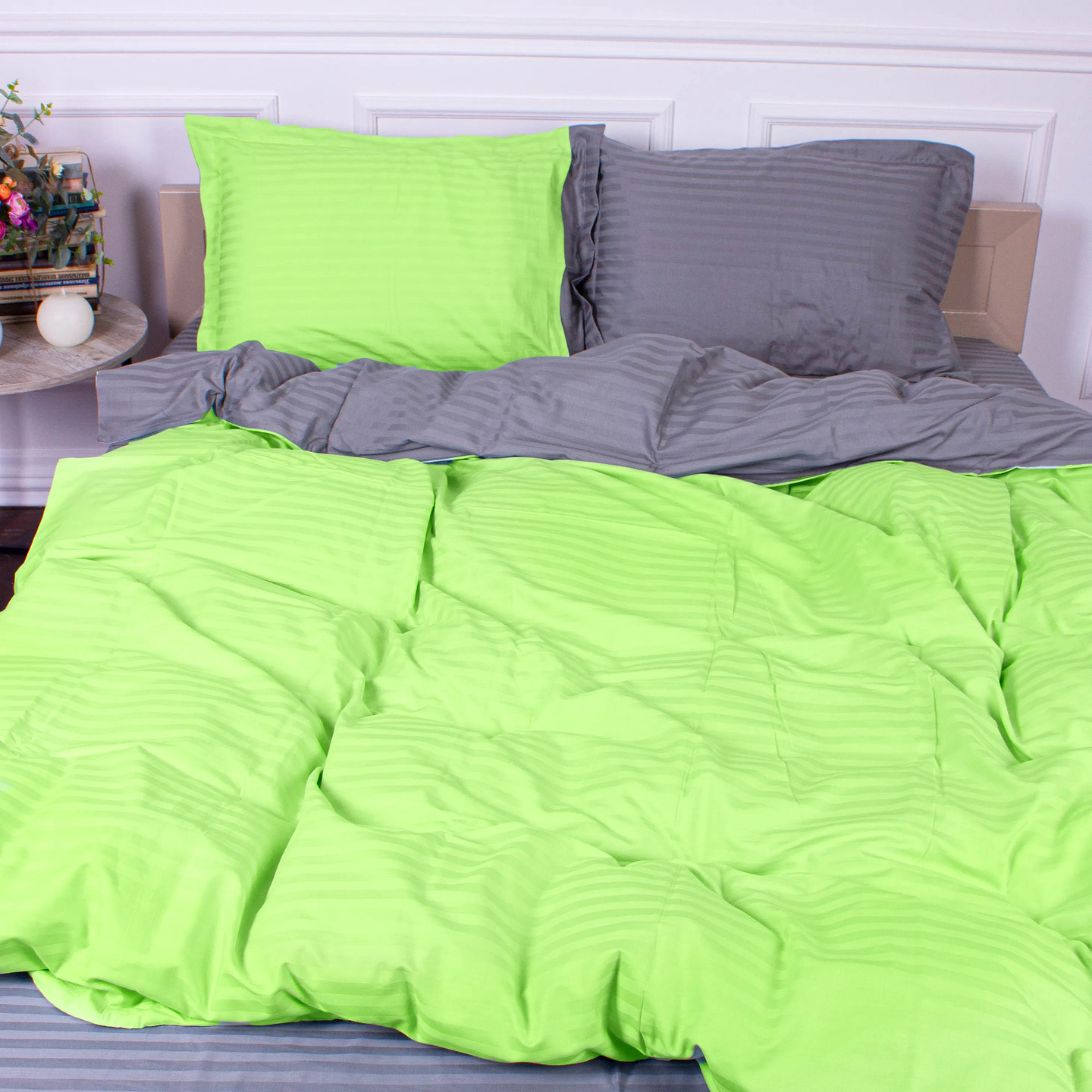 Комплект постельного белья MirSon Satin Stripe 30-0016 +30-0010 Danik 200х220 см (2200005261507)