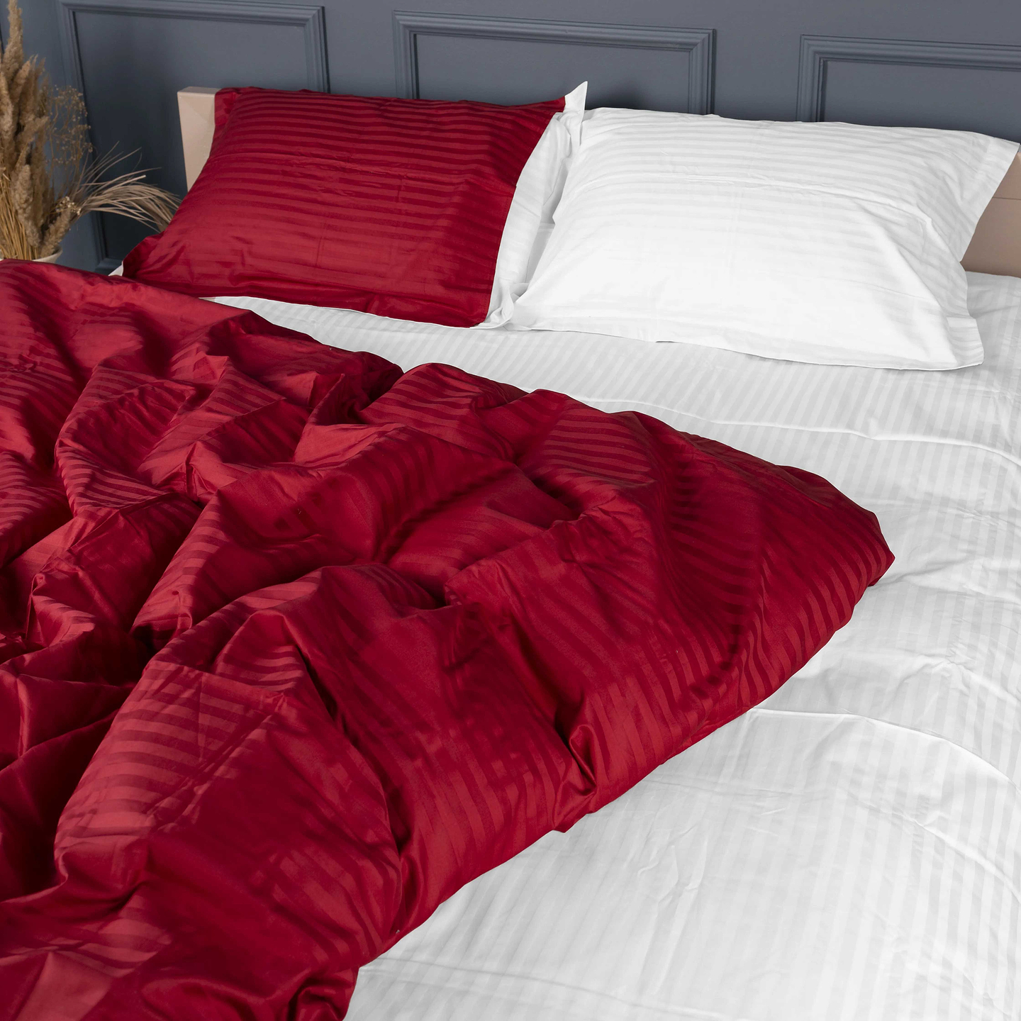 Комплект постельного белья MirSon Satin Stripe 30-0018 +30-0001 Feinarina 175х210 см (2200005263693)