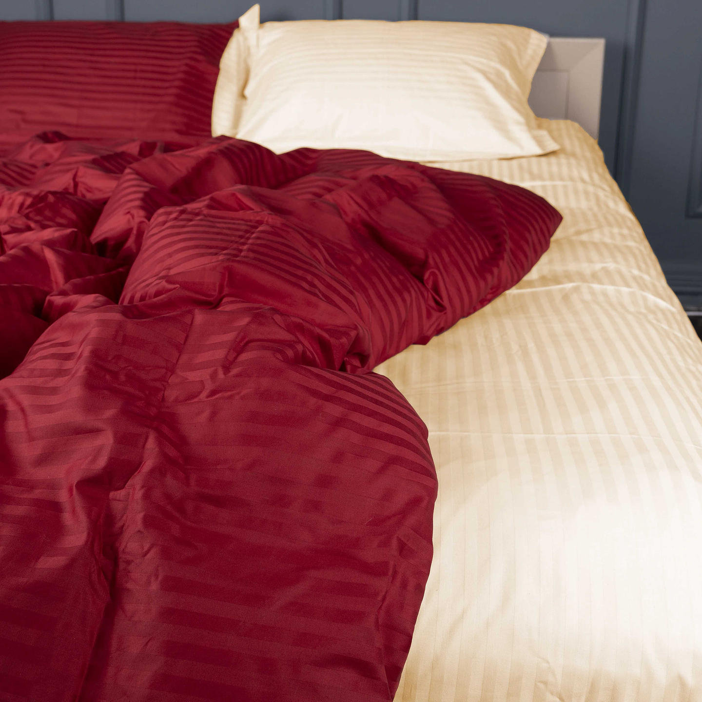 Комплект постельного белья MirSon Satin Stripe 30-0018 +30-0002 Karimi 175х210 см (2200005263891)