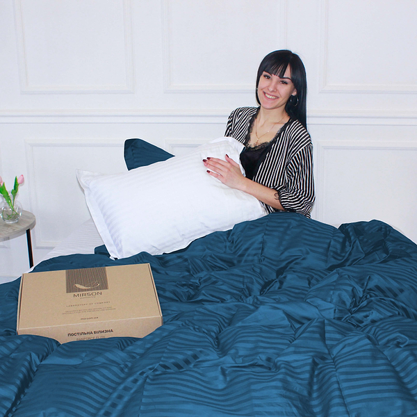 Фото - Комплект постільної білизни MirSon Satin Stripe 30-0019 +30-0001 Fatima 143х210 см (2200005264461)