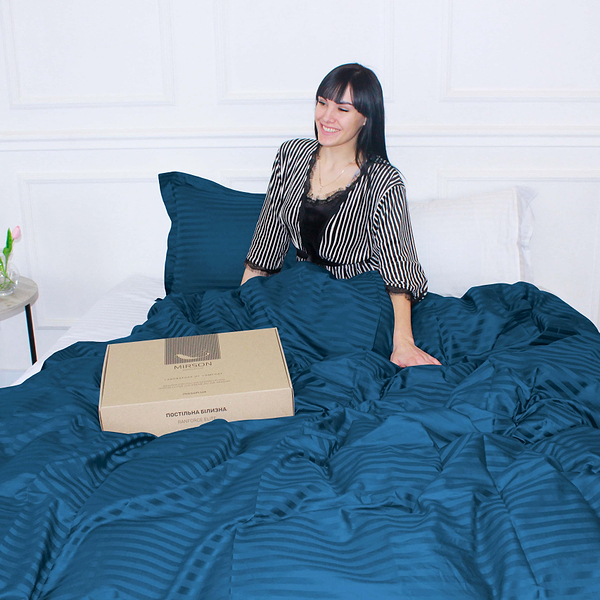 Фото - Комплект постільної білизни MirSon Satin Stripe 30-0019 +30-0001 Fatima 143х210 см (2200005264461)