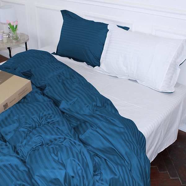 Фото - Комплект постільної білизни MirSon Satin Stripe 30-0019 +30-0001 Fatima 143х210 см (2200005264461)