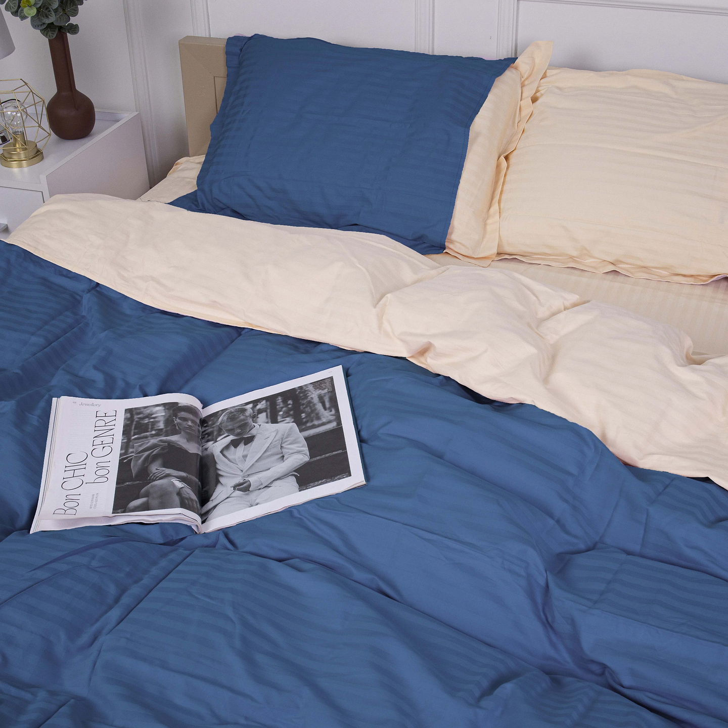 Комплект постільної білизни MirSon Satin Stripe 30-0019 +30-0004 Leynadin 143х210 см (2200005264669)