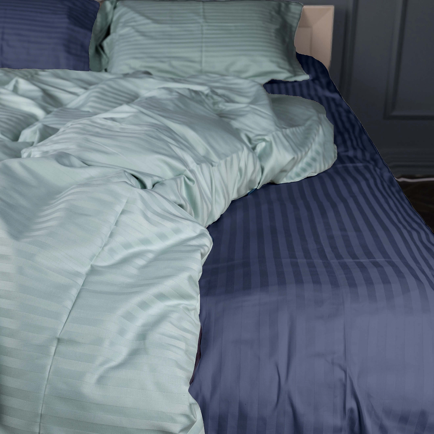 Комплект постельного белья MirSon Satin Stripe 30-0020 +30-0015 Arabaji 143х210 см (2200005265314)