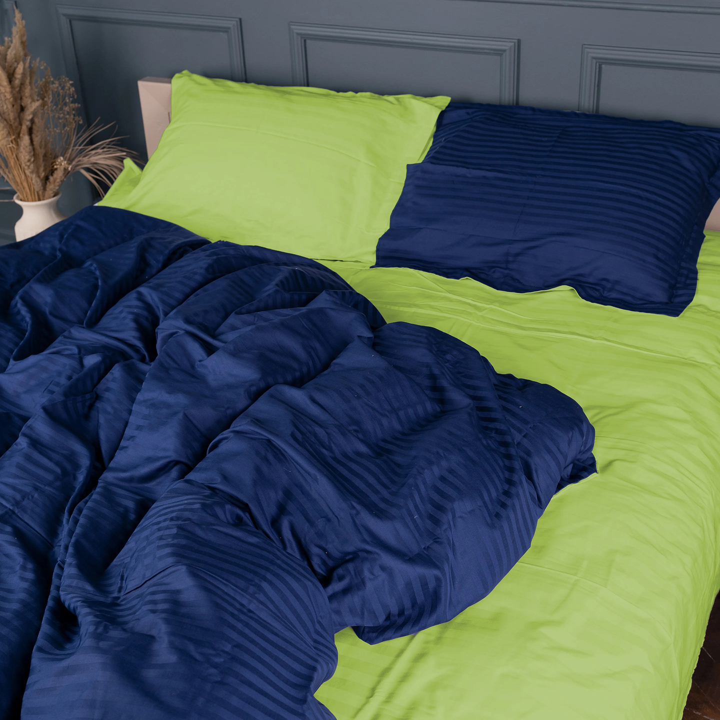 Комплект постільної білизни MirSon Satin Stripe 30-0021 +30-0016 Ballat 220х240 см King Size (2200005266885)