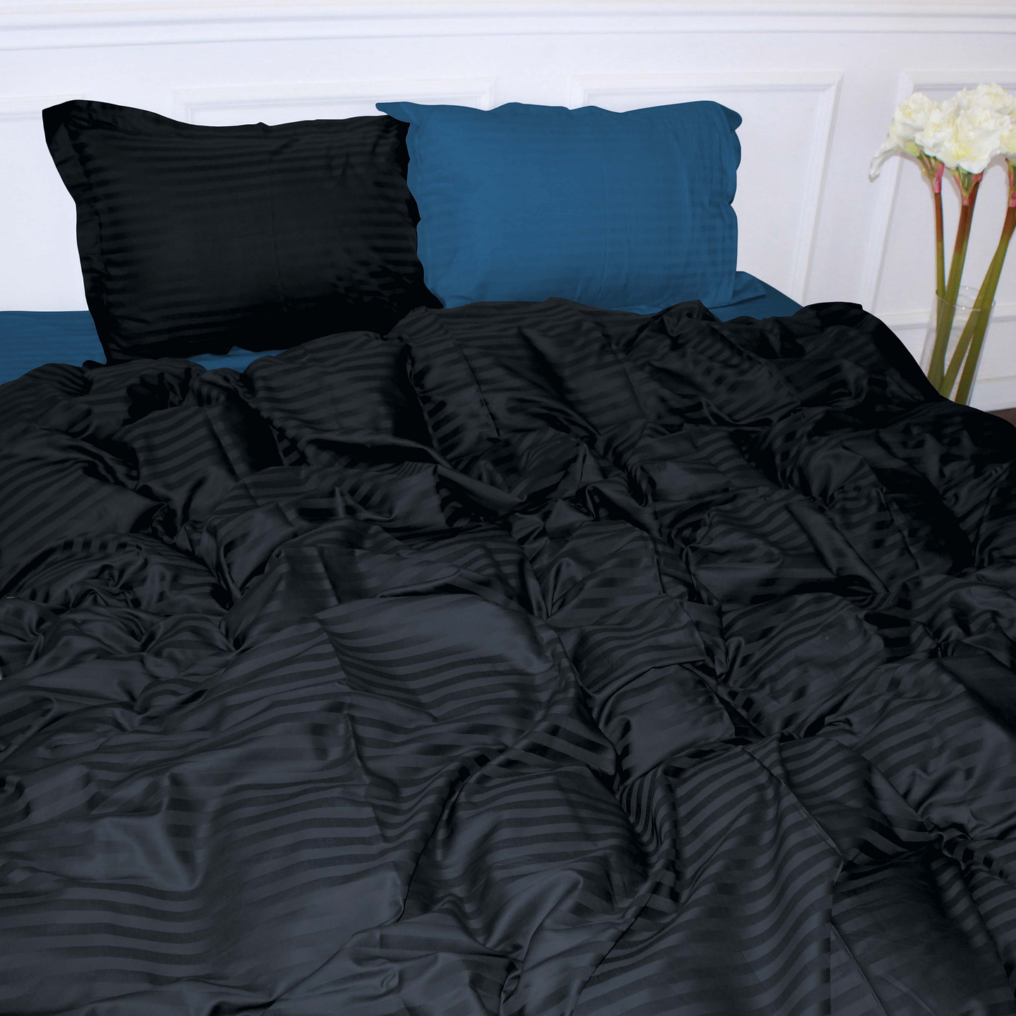 Комплект постельного белья MirSon Satin Stripe 30-0021 +30-0019 Minhvan 200х220 см (2200005267301)