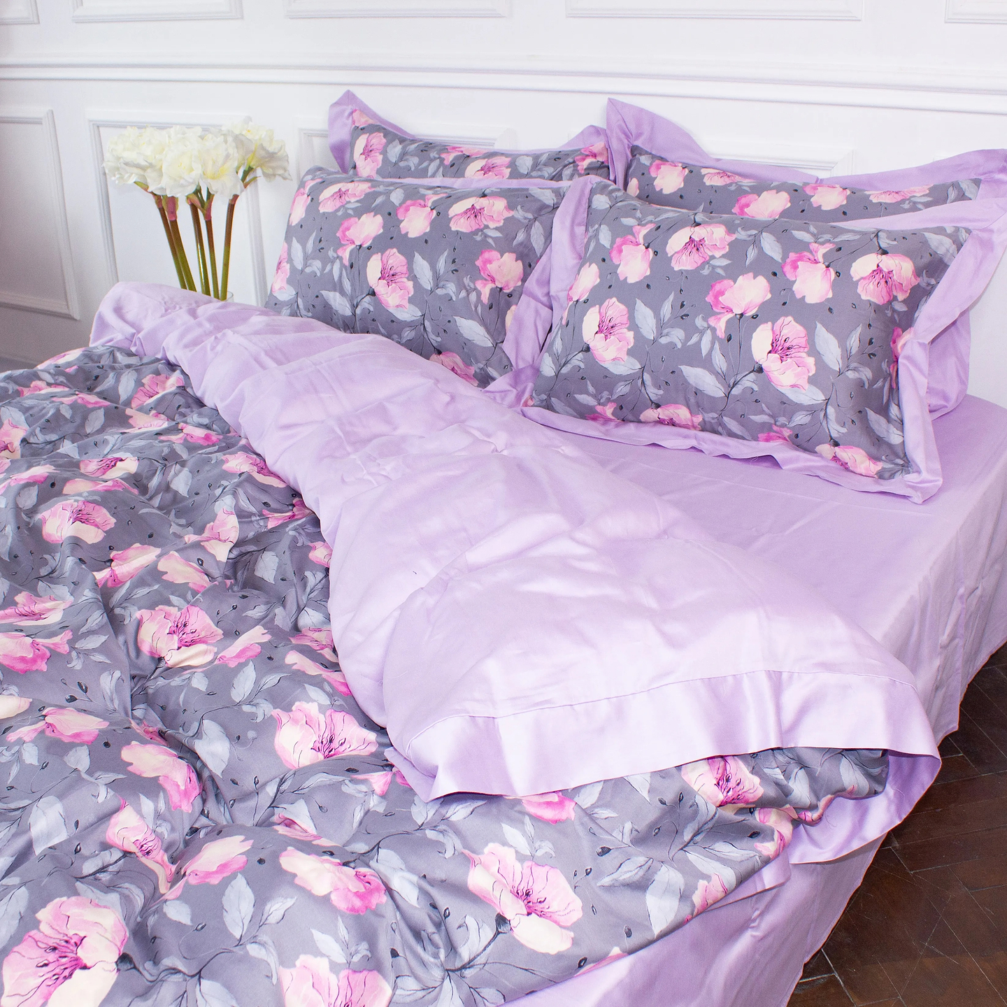 Комплект постільної білизни MirSon Satin print Elit Aster 220х240 см (2200005393833)