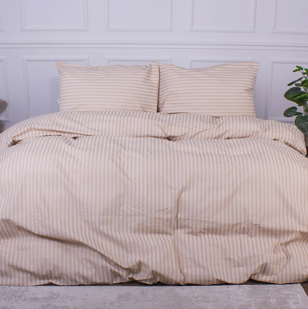 Фото - Комплект постільної білизни MirSon 2х143х210 Ranforce Elite 17-0602 Stripe Creamy Ранфорс (2200008050627)