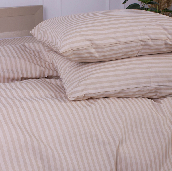 Фото - Комплект постільної білизни MirSon 2х143х210 Ranforce Elite 17-0602 Stripe Creamy Ранфорс (2200008050627)