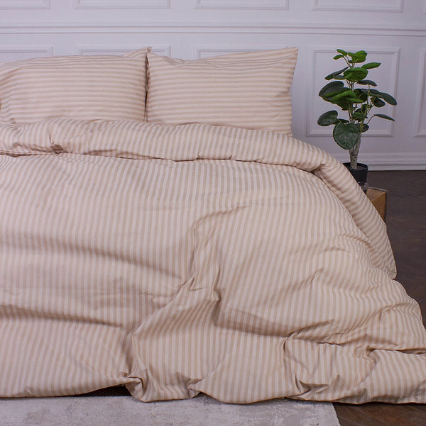 Фото - Комплект постільної білизни MirSon 2х143х210 Ranforce Elite 17-0602 Stripe Creamy Ранфорс (2200008050627)