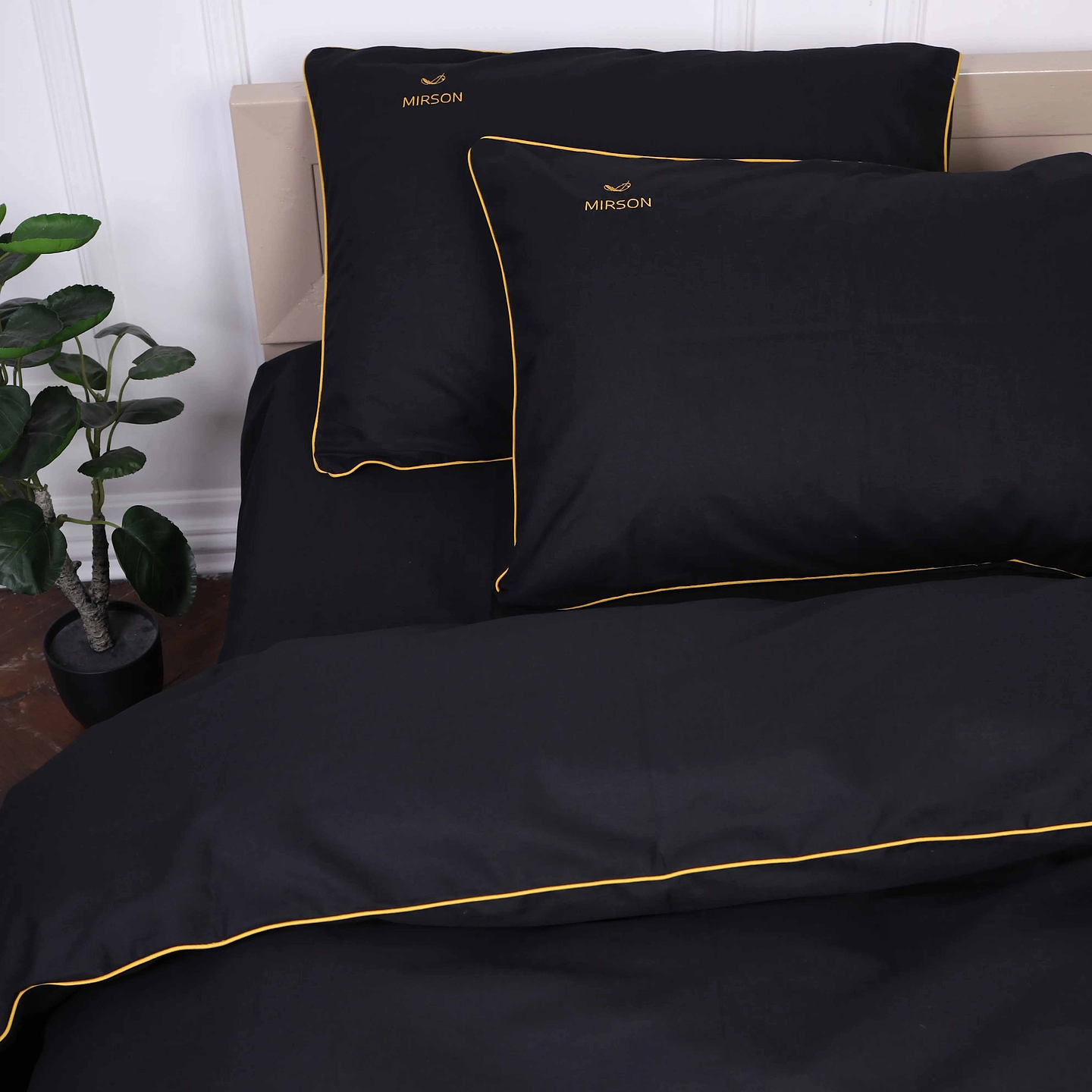 Комплект постільної білизни MirSon Ranforce Elite Corner 16-9000 "Black Stone" 143х210 см (2200008401337)