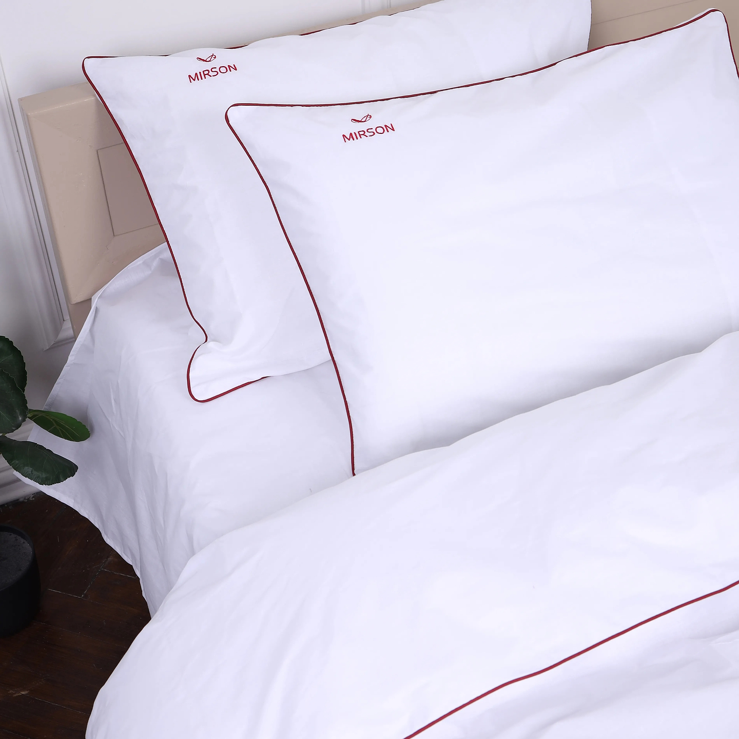 Комплект постільної білизни MirSon Ranforce Elite Corner 11-2107 "White" 200х220 см (2200008401429)