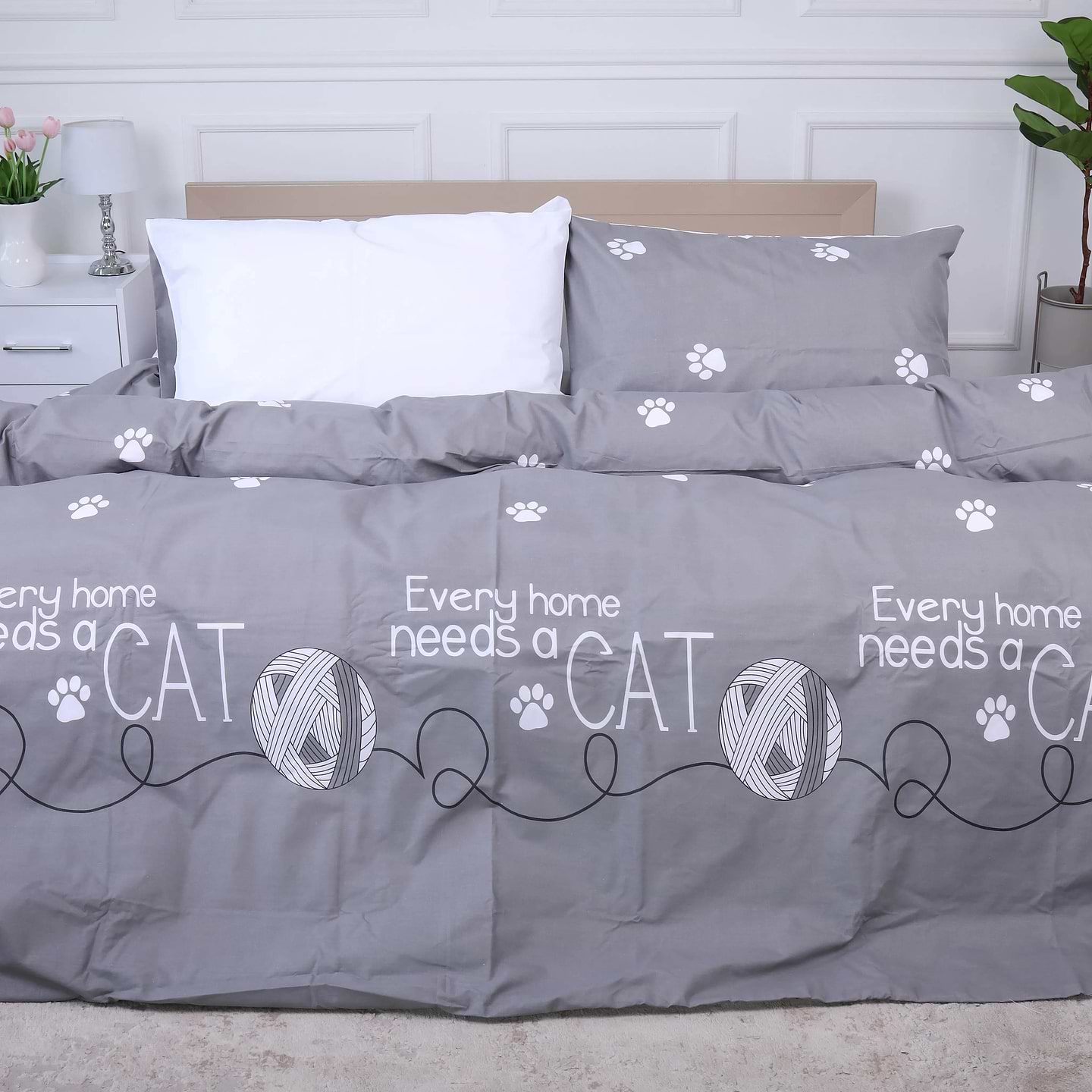 Комплект постельного белья MirSon 200х220 см Ranforce Elite 17-4737 Cat's paws (2200008926960)