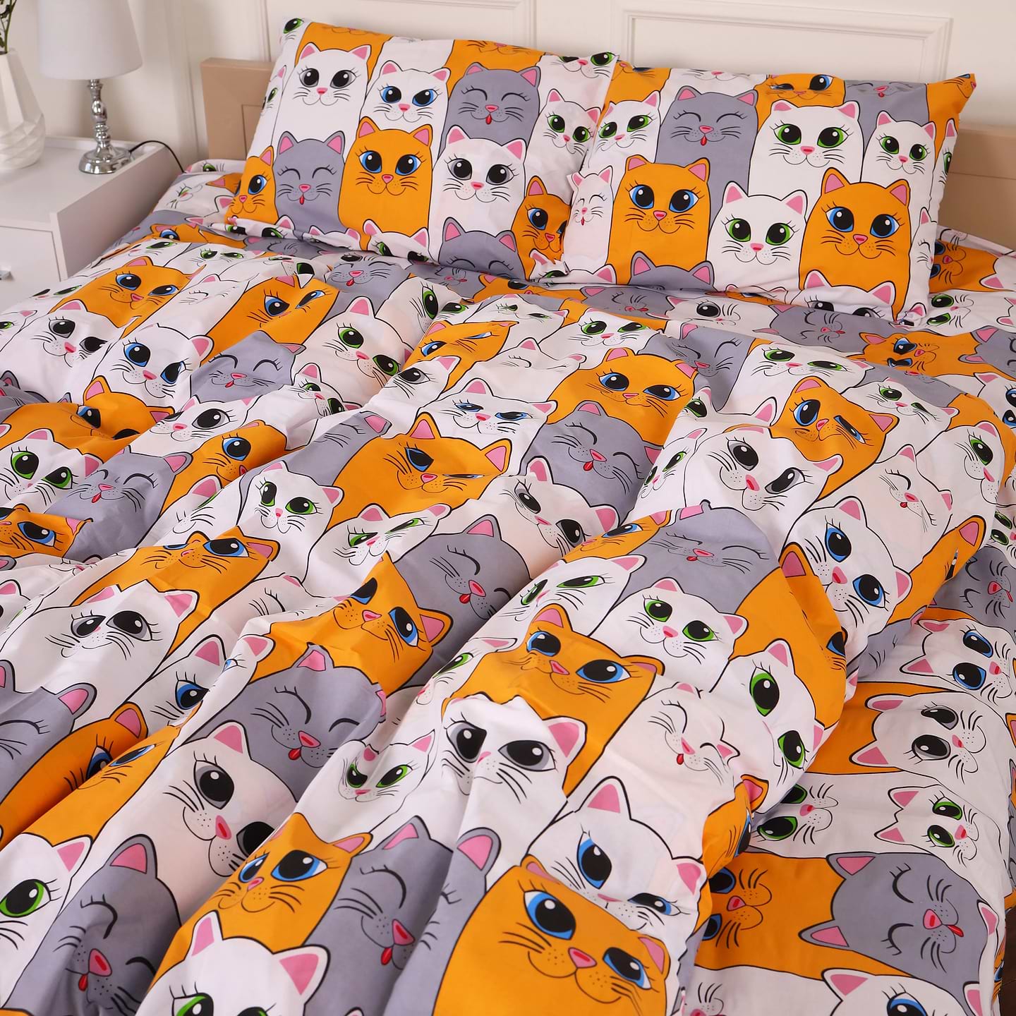 Комплект постільної білизни MirSon Бязь 17-0636 Кіт батон Помаранчевий 175х210 см (2200009376924)