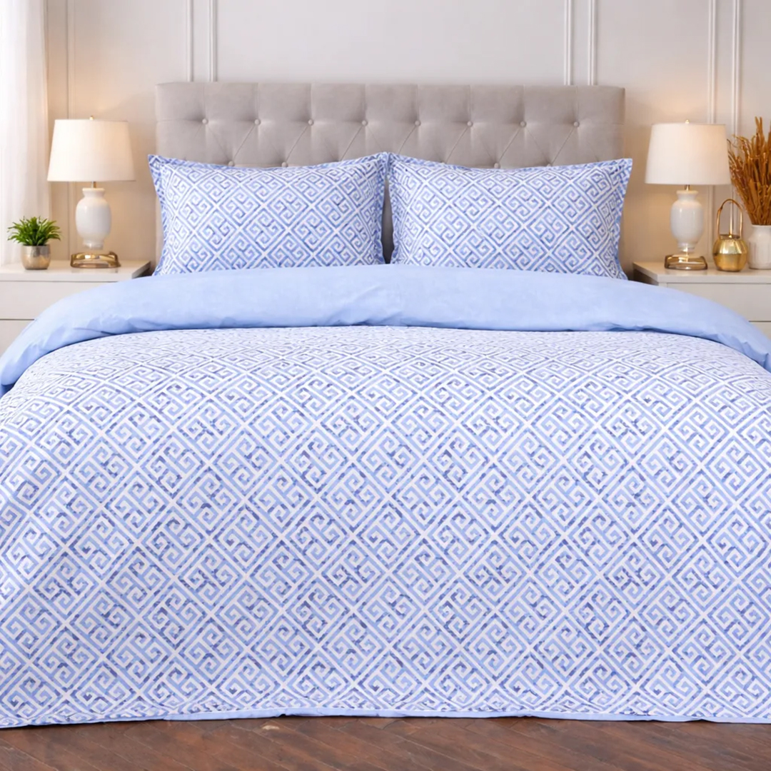 Комплект постельного белья MirSon King Size 220х240 см 00-5 Geometry Blue Поплин (2200009704079)