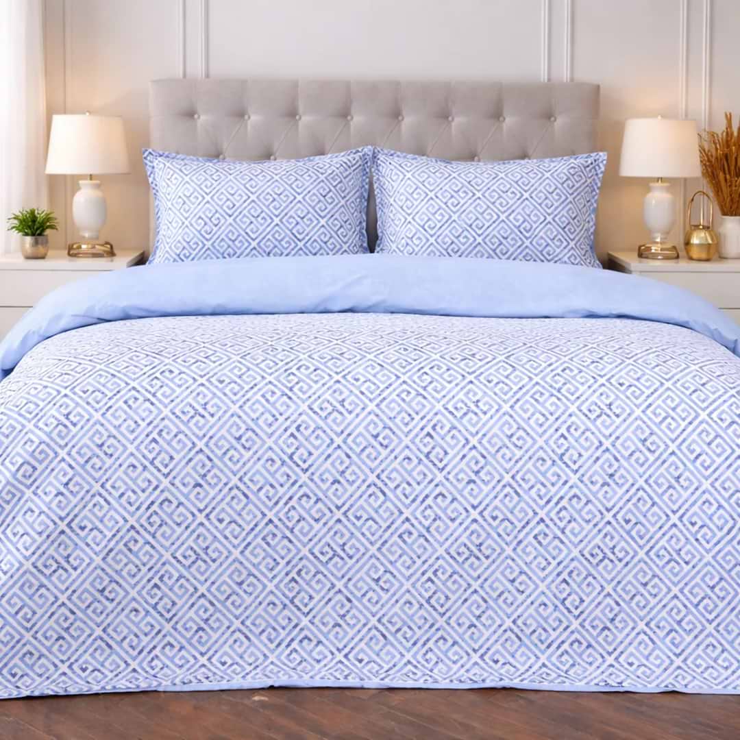 Комплект постільної білизни MirSon 2x143x210 см 00-5 Geometry Blue Поплін (2200009704086)