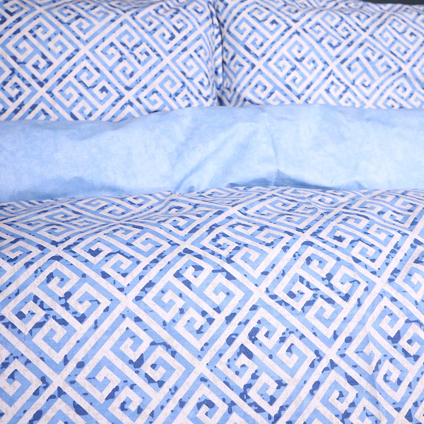 Фото - Комплект постільної білизни MirSon King Size 220х240 см 00-5 Geometry Blue Поплін (2200009704079)