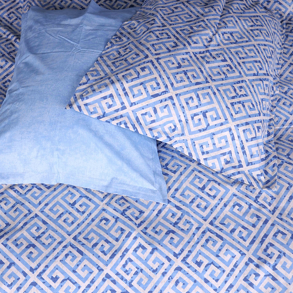 Фото - Комплект постільної білизни MirSon King Size 220х240 см 00-5 Geometry Blue Поплін (2200009704079)