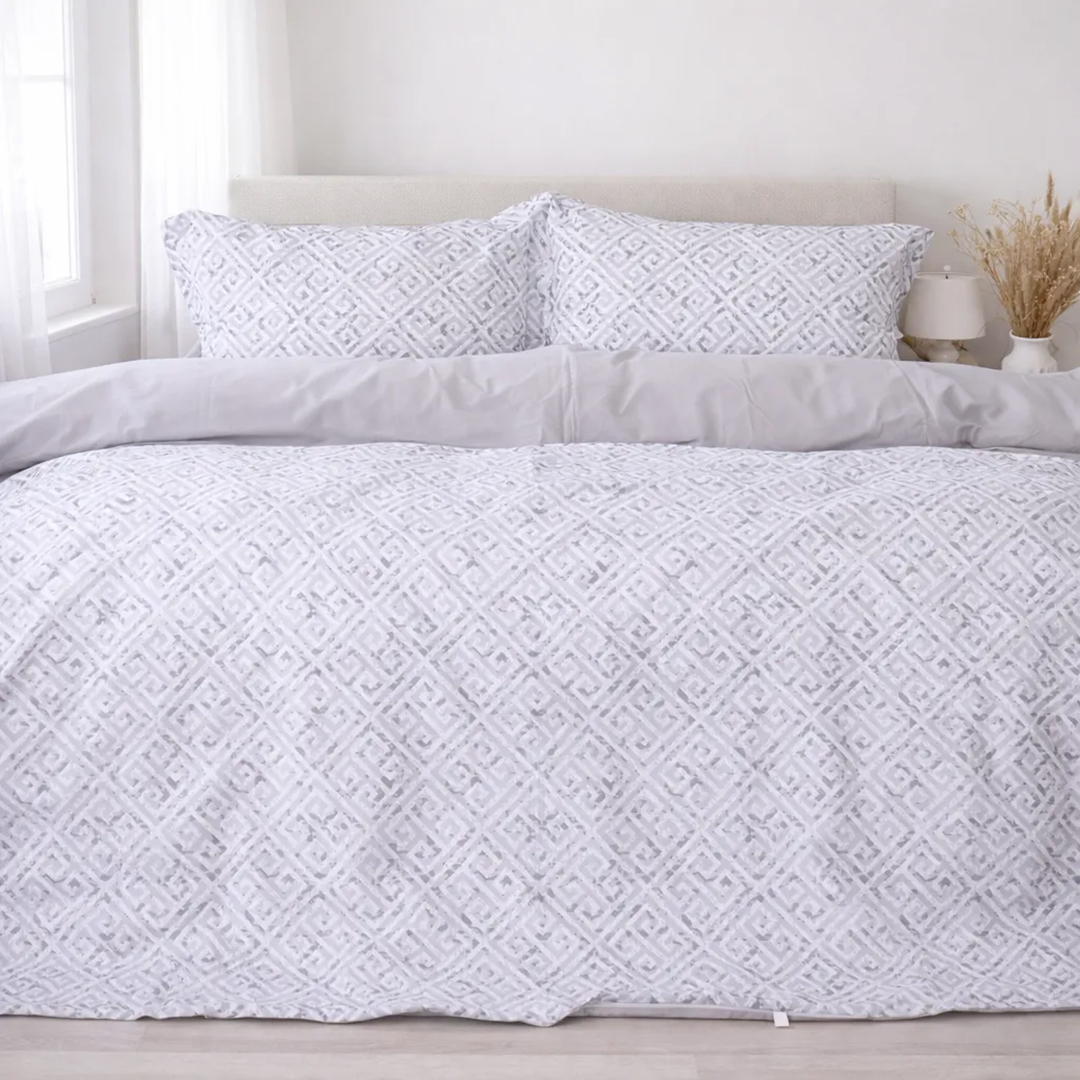 Комплект постельного белья MirSon King Size 220х240 см 00-6 Geometry Grey Поплин (2200009705342)