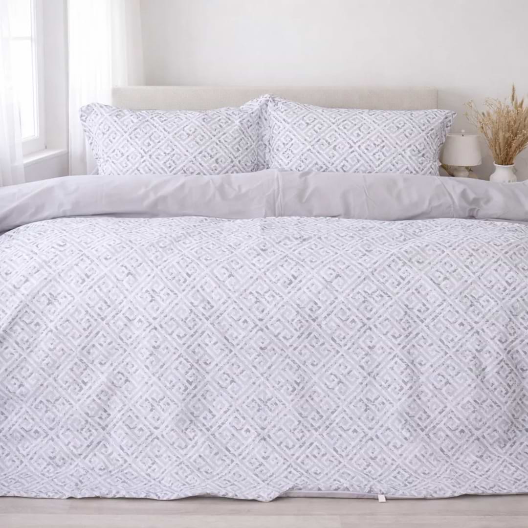 Комплект постільної білизни MirSon 2x143x210 см 00-6 Geometry Grey Поплін (2200009705359)