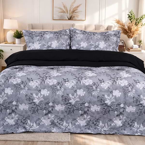 Фото - Комплект постільної білизни MirSon 2x143x210 см 00-8 Black Flowers Поплін (2200009707889)