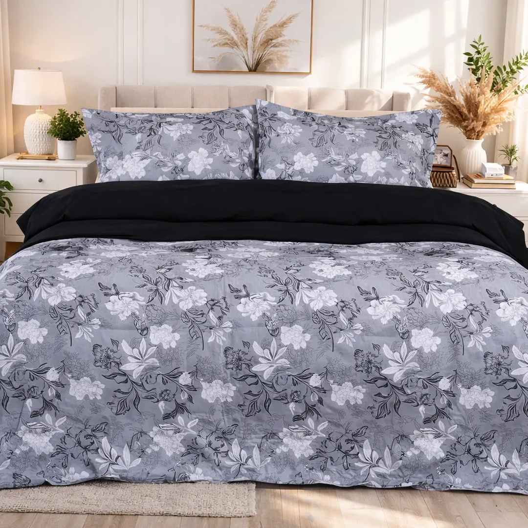 Комплект постельного белья детский MirSon 110х140 см 00-8 Black Flowers Поплин (2200009707827)