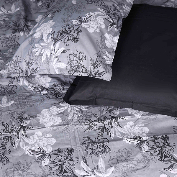 Фото - Комплект постільної білизни MirSon 2x143x210 см 00-8 Black Flowers Поплін (2200009707889)