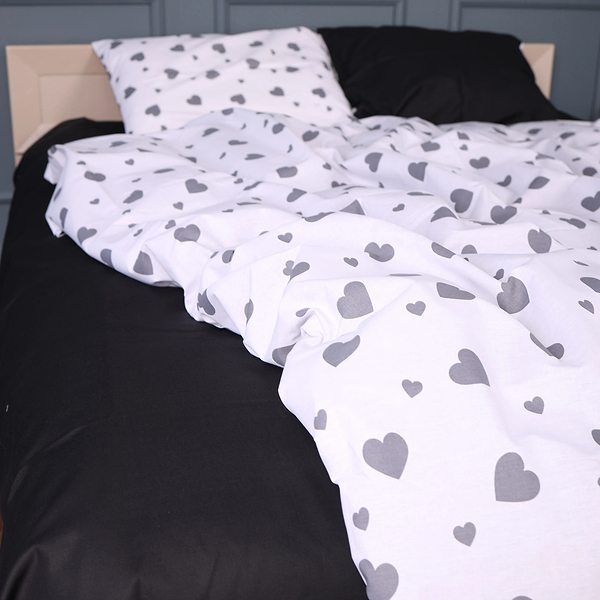 Фото - Комплект постільної білизни MirSon Бязь 17-0669 Black and White Love 175х210 см (2200010179538)