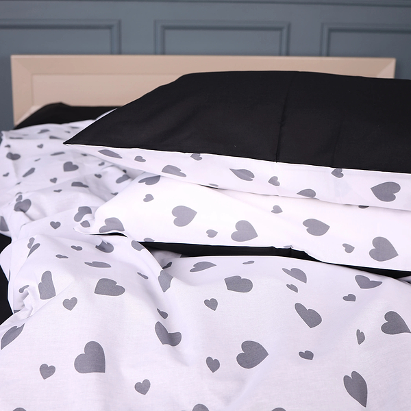 Фото - Комплект постільної білизни MirSon Бязь 17-0669 Black and White Love 175х210 см (2200010179538)