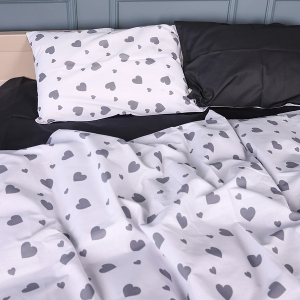 Фото - Комплект постільної білизни MirSon Бязь 17-0669 Black and White Love 175х210 см (2200010179538)