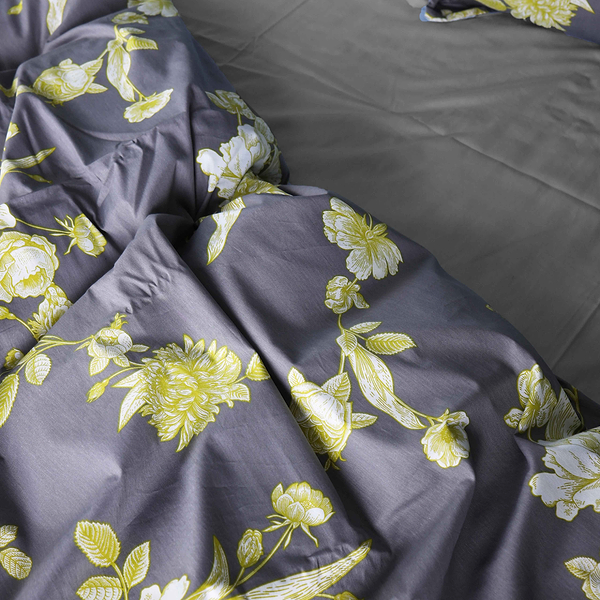 Фото - Комплект постільної білизни MirSon King Size 220х240 см 22-1387 Gray Flowers Сатин (2200010473261)