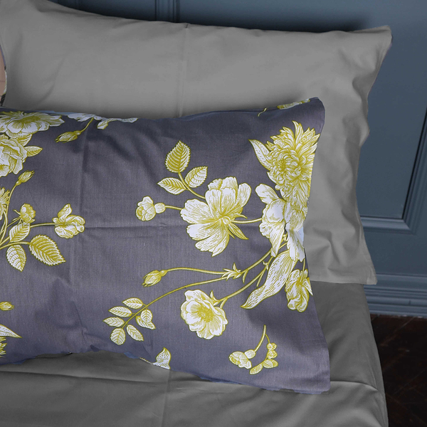 Фото - Комплект постільної білизни MirSon King Size 220х240 см 22-1387 Gray Flowers Сатин (2200010473261)