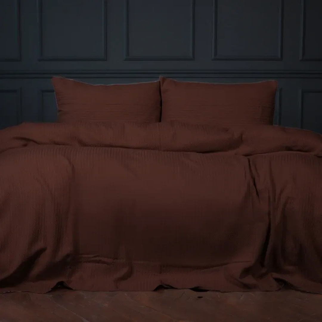 Комплект постільної білизни MirSon King Size 220х240 см №10-02 Arrowline Brown Піке (2200010671247)