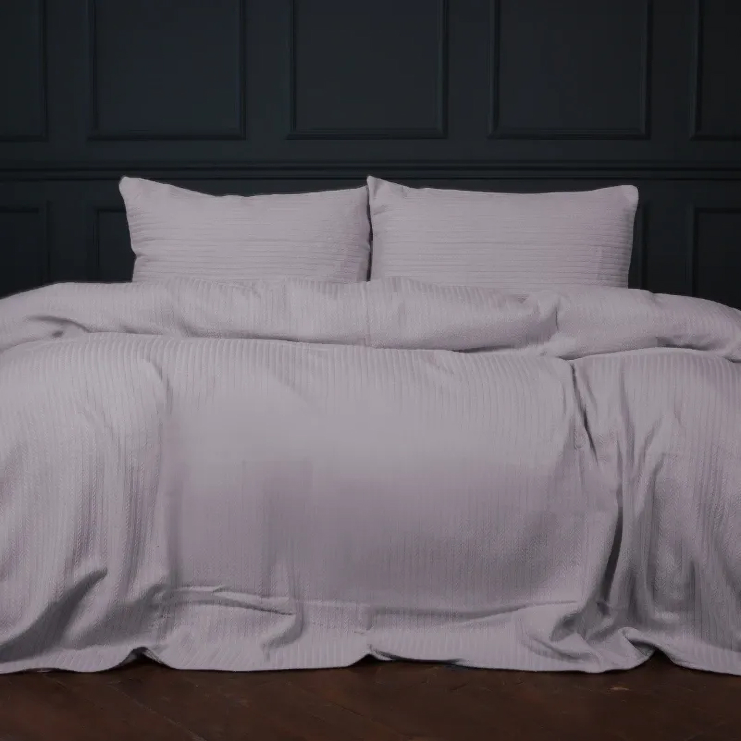 Комплект постільної білизни MirSon King Size 220х240 см №10-04 Arrowline Gray Піке (2200010671407)