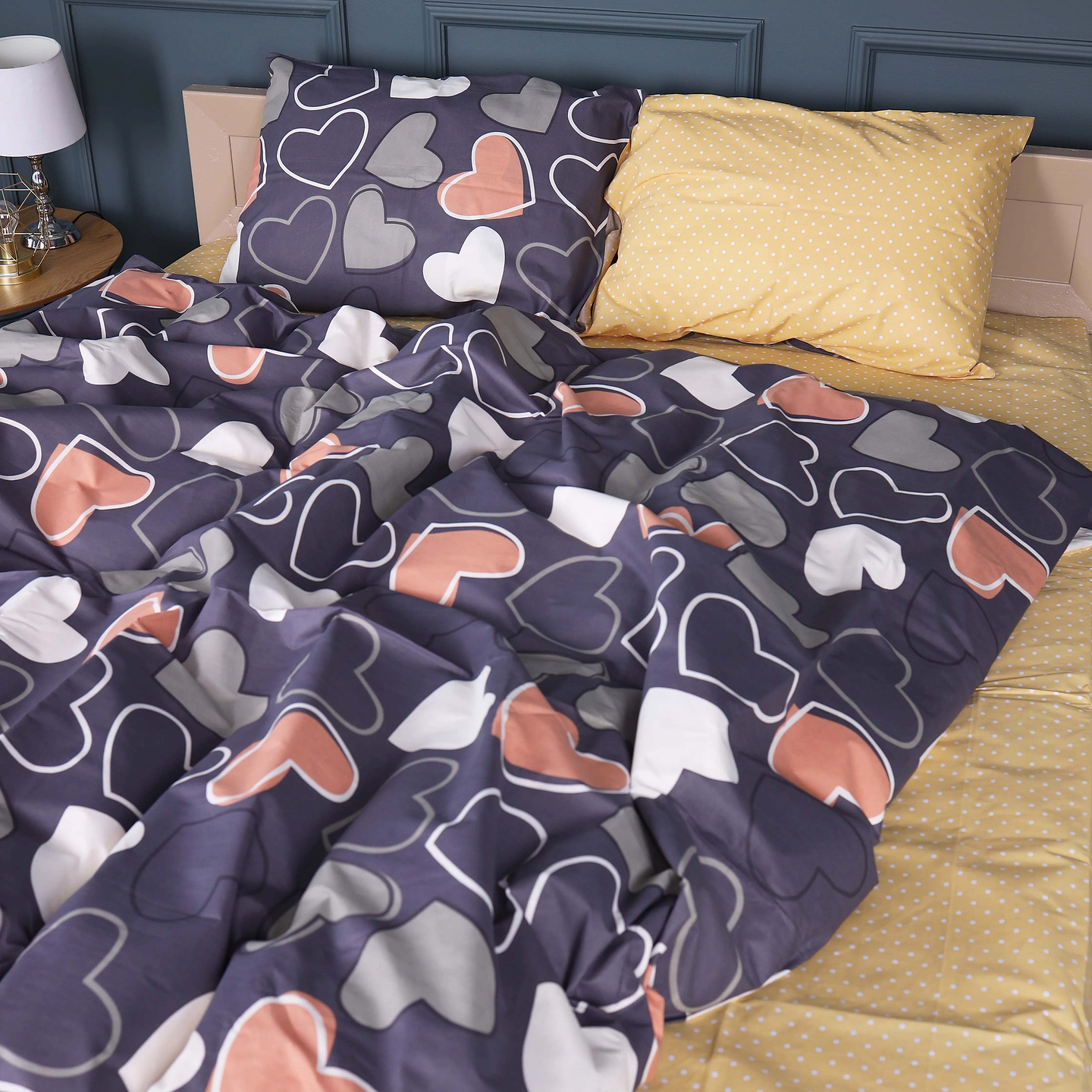 Комплект постільної білизни MirSon King Size 220х240 см 17-0720 Ashen Hearts Бязь (2200010686128)