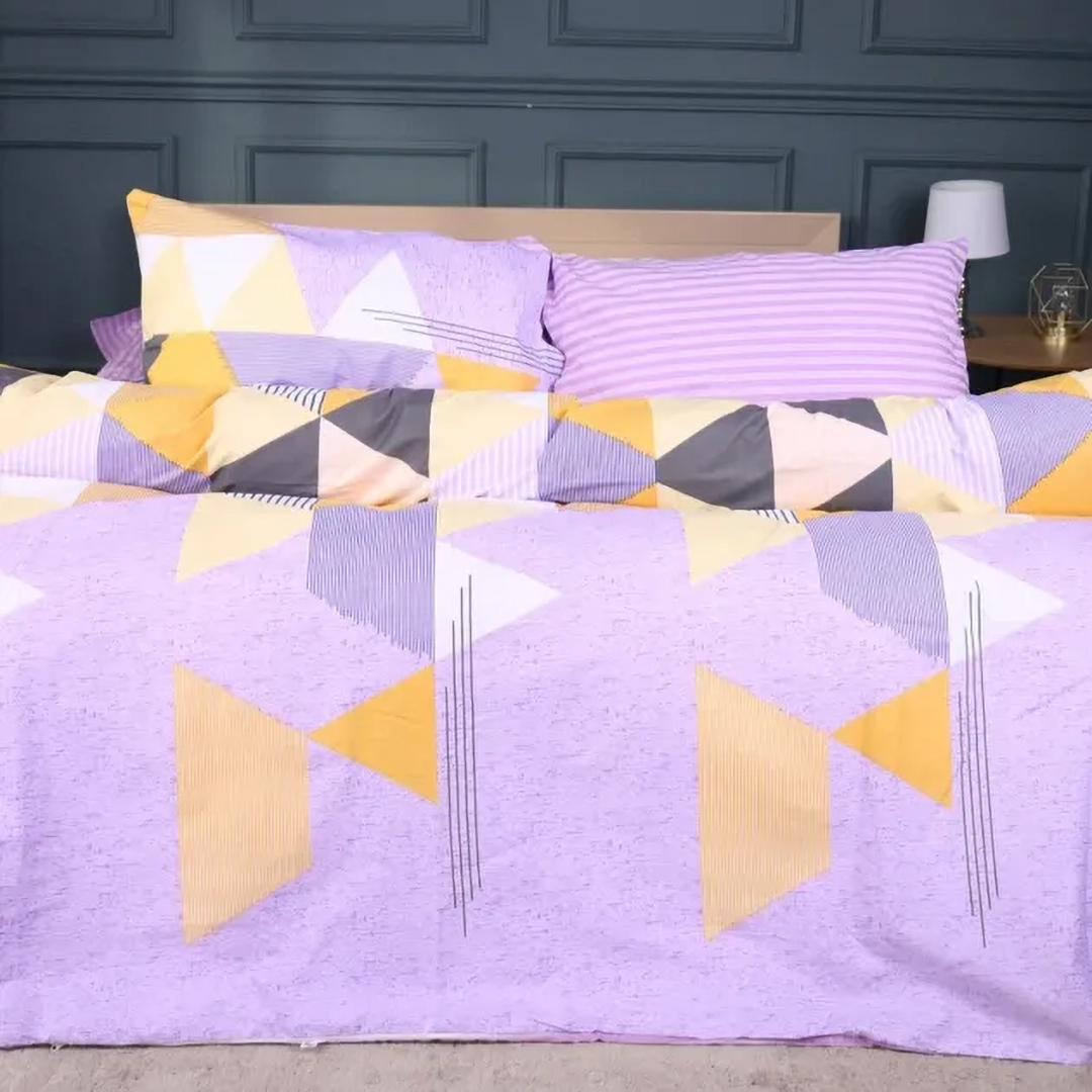 Комплект постільної білизни MirSon King Size 220х240 см 17-0764 Violet triangles Бязь (2200010938388)