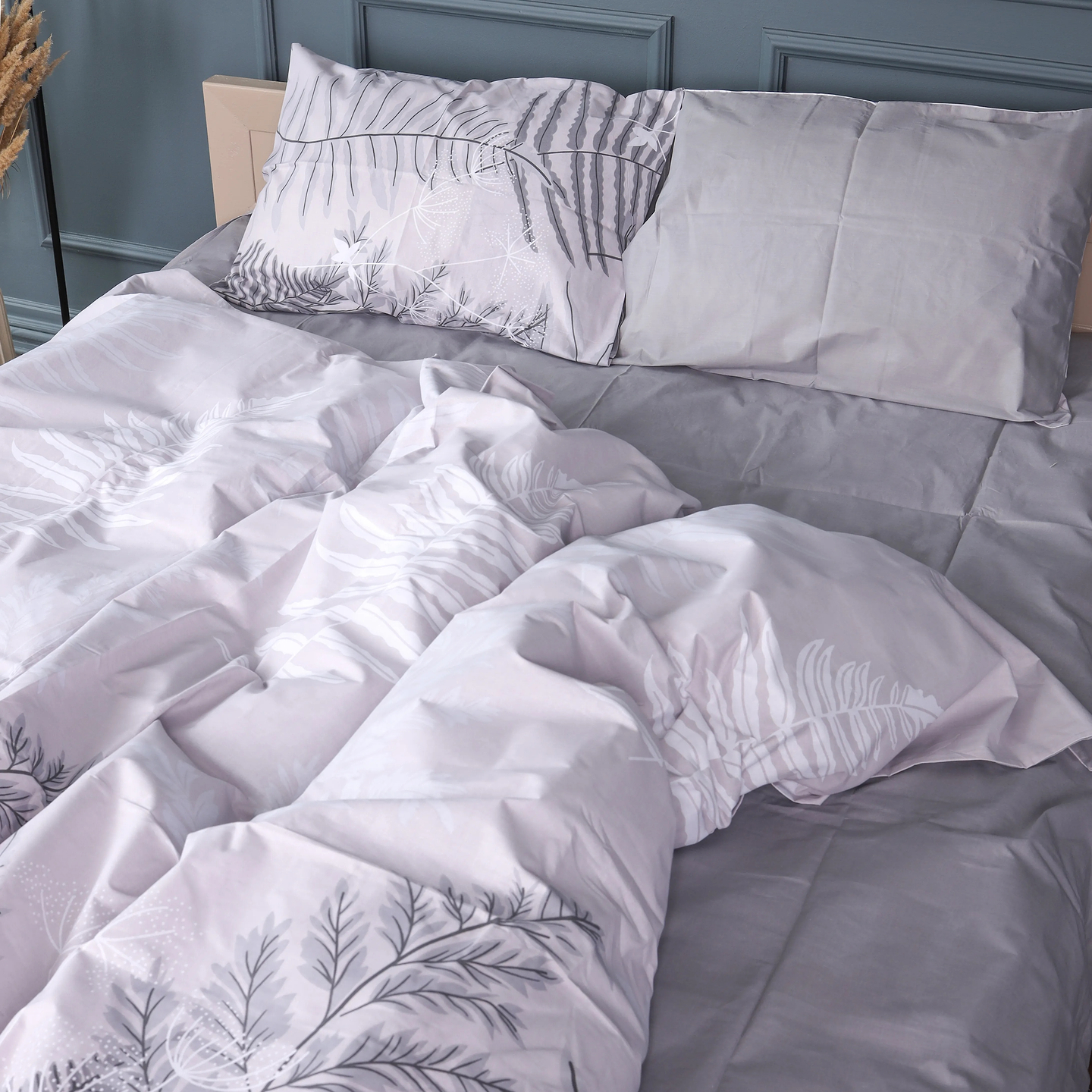 Комплект постельного белья MirSon King Size 220х240 см 17-0815 Silver Branches Бязь (2200011496511)