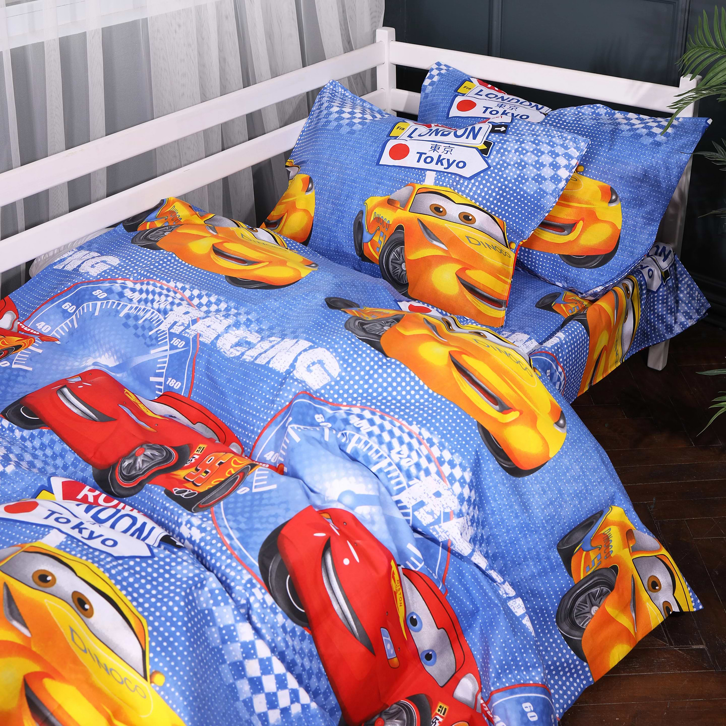 Комплект постільної білизни MirSon 175х210 см Kids Time 17-0888 Cars Speed Blue Бязь (2200012387856)