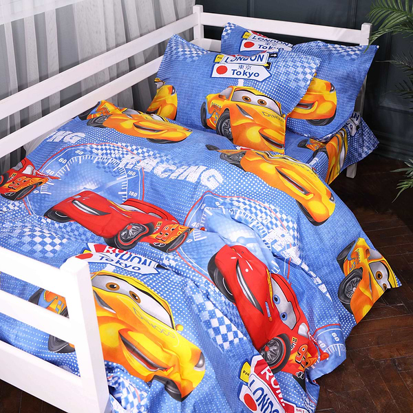 Фото - Комплект постельного белья MirSon King Size 220х240 см Kids Time 17-0888 Cars Speed Blue Бязь (2200012387917)