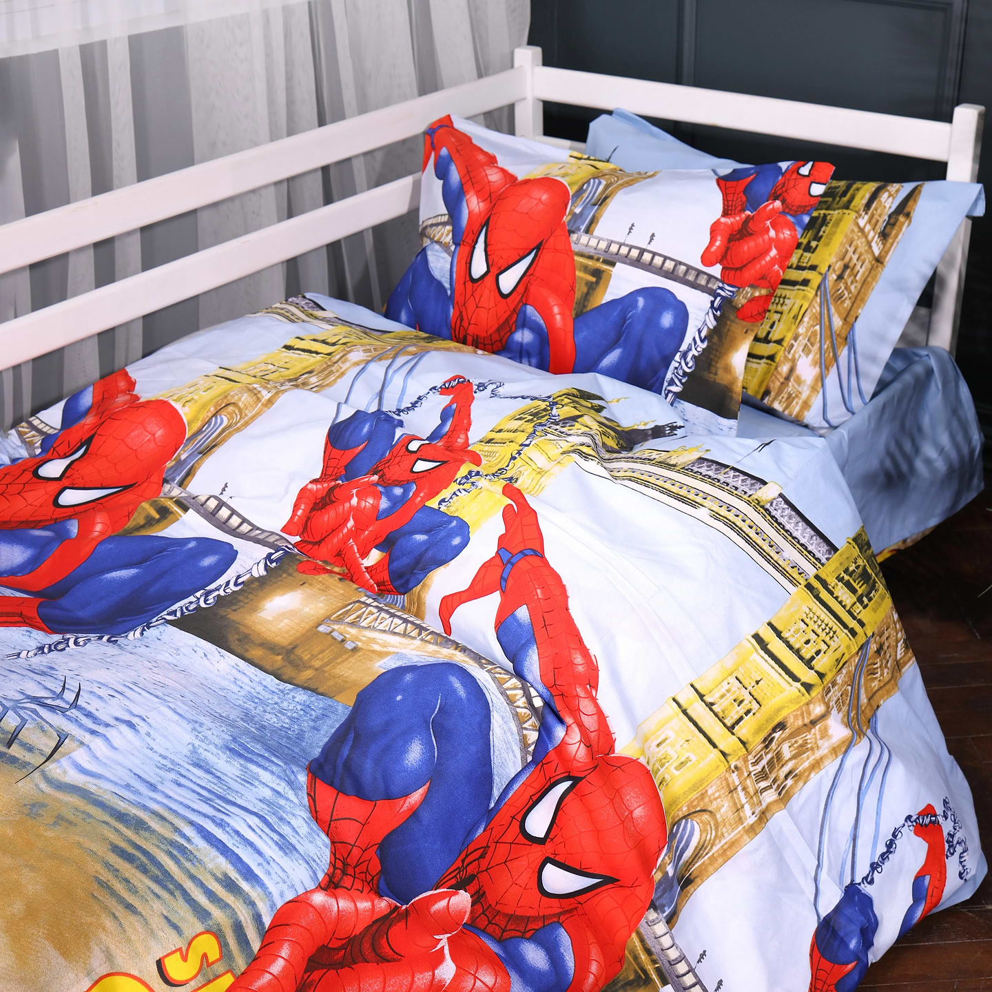 Комплект постільної білизни MirSon 175х210 см Kids Time 17-0890 Spider-Man City Light Бязь (2200012389355)