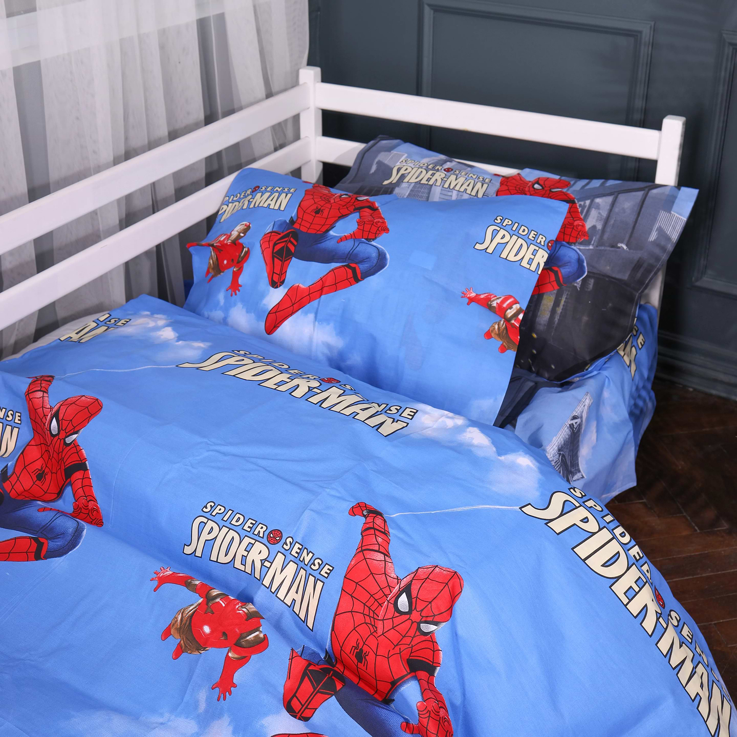 Комплект постільної білизни MirSon 175х210 см 17-0891 Spider-Man City Wall Бязь (2200012389850)