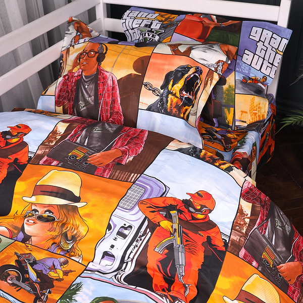 Фото - Комплект постільної білизни MirSon 175х210 см Kids Time 17-0898 GTA City Бязь (2200012395356)