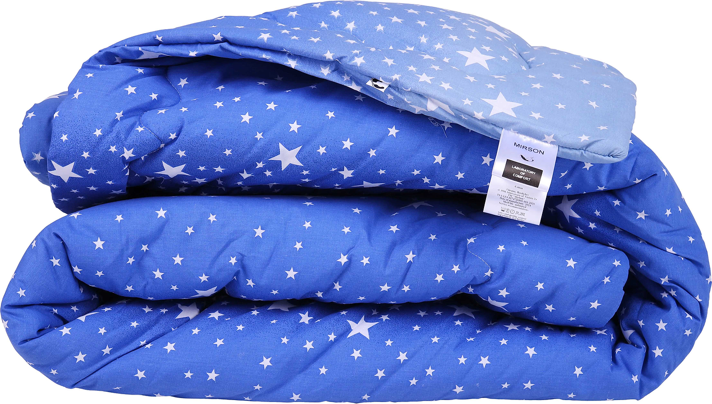 Ковдра зимова двоспальна євро MirSon антиалергенна №225 Сolor Fun Line 17-0432 Milky Way EcoSilk 220х240 + нав. 2 шт. (2200010853452)