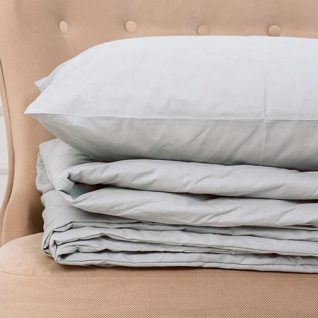 Ковдра літня двоспальна євро MirSon №2703 Евкаліпт 16-5703 Light Gray 200x220 см + наволочки 2 х 50х70 см (2200003116373)