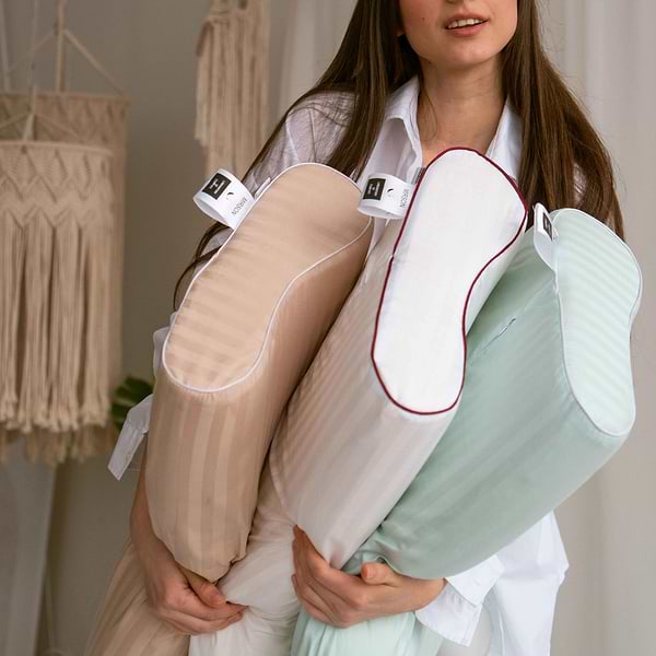 Фото - Подушка ортопедична MirSon №6003 Noble stripe Royal Pearl 58х40х10.5 (2200003260724)